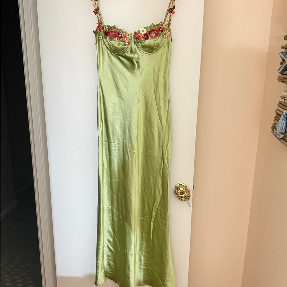 Princess Polly Olive Green Satin Kenzie Maxi Dress